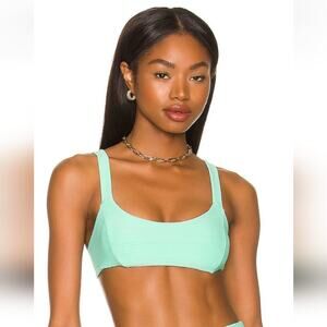 L*Space Jess Bikini Top in Bright Teal Ribbed Size DD NWT